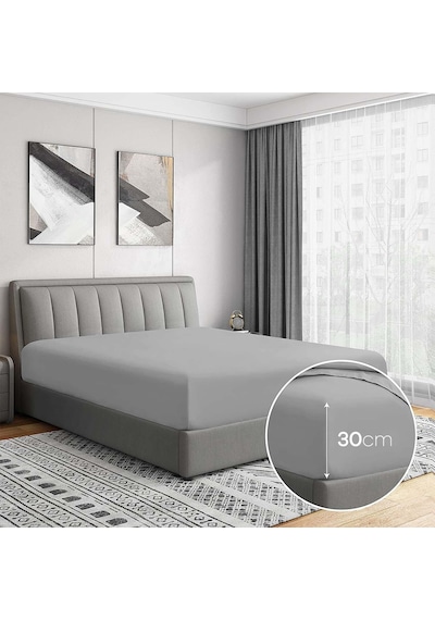 Soley Jersey %100 Pamuk Çift Kişilik 140 X 200 Lastikli Çarşaf Gri