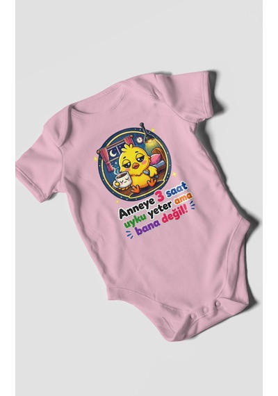 Morivokids Anneye Özel Kısa Kollu Bebek Body %100 Pamuk Zbn245-kk Koyu Pembe