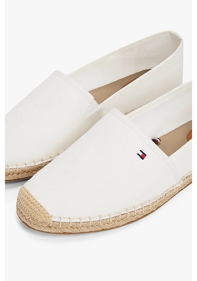 Tommy Hilfiger Kadın Th Bayrak Nakışlık Canvas Espadrille Loafer Ayakkabı - Ekru Ecru