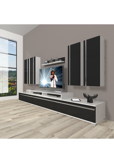 Decoraktiv Ekoflex 8d Mdf Tv Ünitesi Tv Sehpası Beyaz - Siyah
