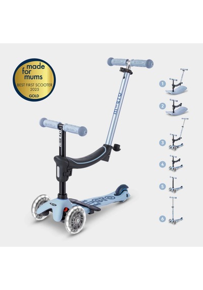 Micro Mini 6 İn 1 Deluxe Rock And Go Led Scooter Ocean Slate Mavi
