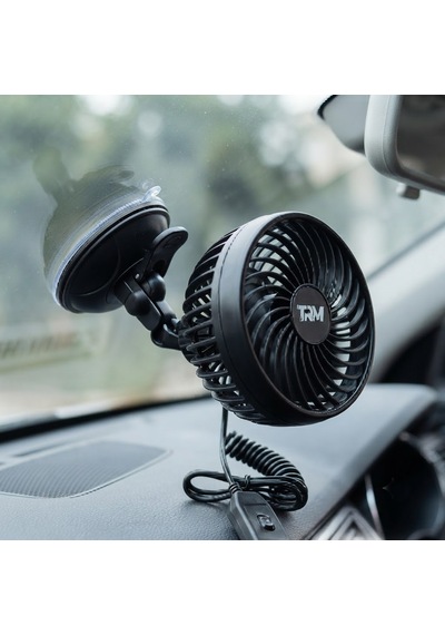 Araç İçi Vantilatör Vantuzlu Döner Başlıklı Tekli Soğutucu Fan Siyah 12v 4,5 İnç