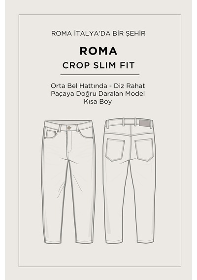 Avva Erkek Bej Düz Yıkamalı %100 Pamuk Roma Crop Slim Fit Jean Pantolon A61y3518