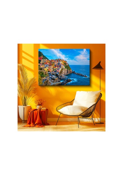 Kanvas Tablo İtalya Cinque Terre Sahil Kasabası Şehir Mimari Tablo Ev Ofis Duvar Dekoru 1