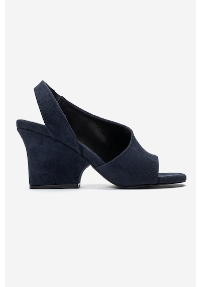 Luvi Shoes Zyra Lacivert Süet Kadın Dolgu Topuklu Ayakkabı