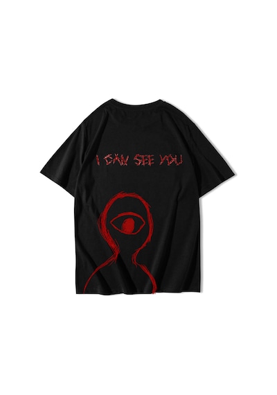 Brz Collectıon Brz Collection Unisex Oversize I Can See You T-shirt Siyah