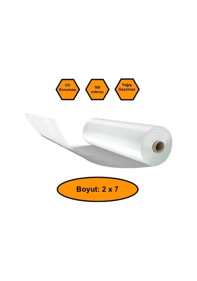 160 Micron Naylon Örtü, Şeffaf Su Geçirmez Naylon, 2x7 Metre