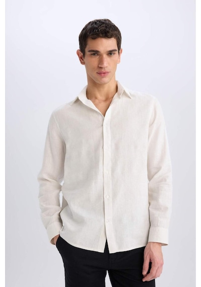 DeFacto %100 Keten Regular Fit Polo Yaka Yazlık Uzun Kollu Beyaz Gömlek D9925AX25SPWT33 DeFacto %100 Keten Regular Fit Polo Yaka Yazlık Uzun Kollu Beyaz Gömlek D9925AX25SPWT33