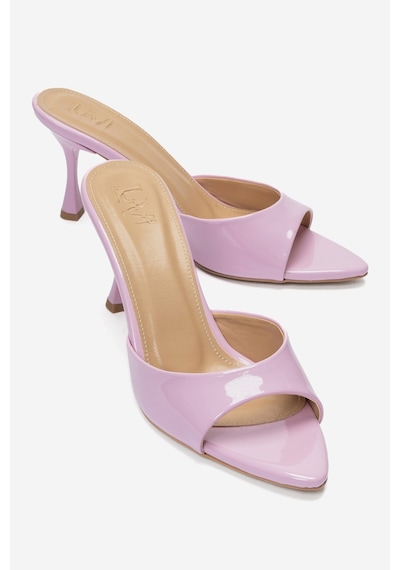 Luvi Shoes Tıera Pembe Rugan Kadın İnce Topuklu Terlik