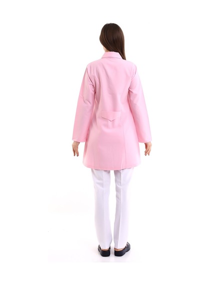 Doktor Öğretmen Kadın Önlük Ara Boy Ceket Yaka - 12 Açık Pembe-6360-12 A.pembe