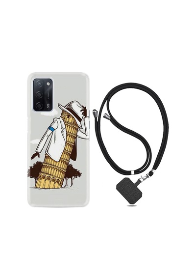 Oppo A55 Kılıf Boyun Askılı Black In The Woman 1367