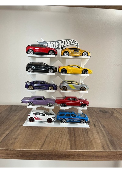Hot Wheels Uyumlu 10 Araçlık Stand 1/64 Beyaz R3d-002-blk