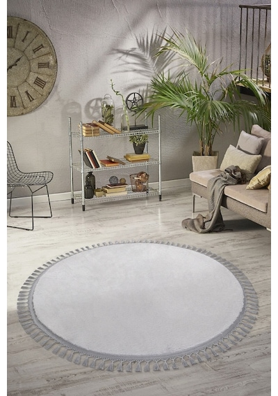 Vl Oval Comfort Overloklu Peluş Yolluk Açık Gri Gri