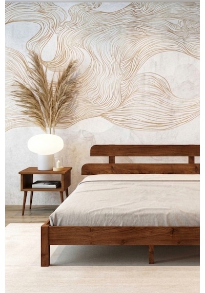 Renazzo Lotus Masif Ahşap Karyola Ve 2 Adet Komodin Ceviz 180x200 Ceviz - 180 X 200