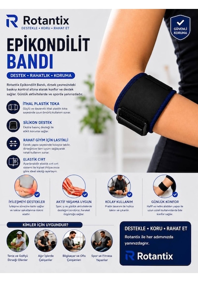 Tenisçi Golfçü Dirseği Bandı Epikondilit Bandajı Ayarlanabilir Dirseklik Sporcu Dirsek Lateral Epikondilit Bandı Destek Termo Jel Hediyeli