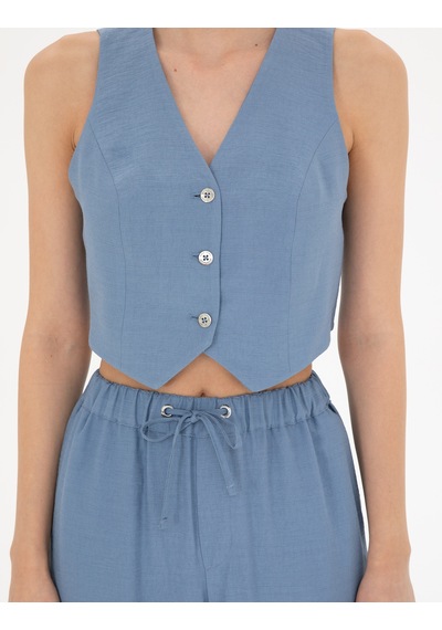 Pierre Cardin Kadın İndigo Yelek Dokuma 50288563-vr028 Indigo