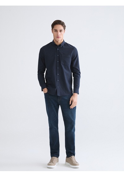 Lcwaıkıkı Classic Lacivert Regular Fit Armürlü Erkek Gömlek