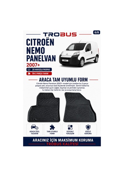 Trobus Citroen Nemo Van 2007 Ve Sonrası 2d Havuzlu Paspas 2 Parça