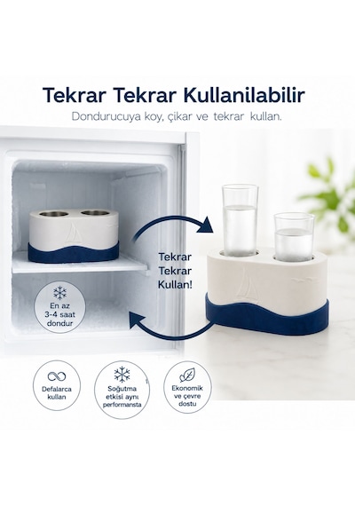 Mottopi Marin Çift Kadeh Ehlikeyf,termojelli Kadeh Soğutucu,paslanmaz Çelik,bardak Soğutucu,içecek Soğutucu