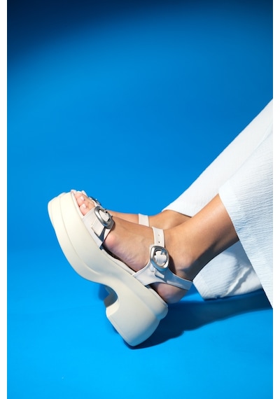 Luvishoes Luvi Shoes Laus Bej Kadın Dolgu Tabanlı Sandalet Bej