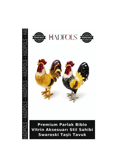 Premium Parlak Biblo Vitrin Aksesuarı Stil Sahibi Swaroski Taşlı Tavuk