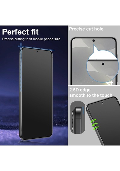 Samsung Galaxy S24 Plus İçin Privacy Temperli Cam 2 Adet - Yanlardan Siyah Görünüm, Kavisli Kenar, Parmak İzi Azaltıcı, Ultra İnce 0.3mm, Hassas Kesim