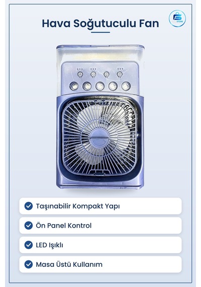 Hava Soğutuculu Vantilatör Taşınabilir Masaüstü Serinletici Led I