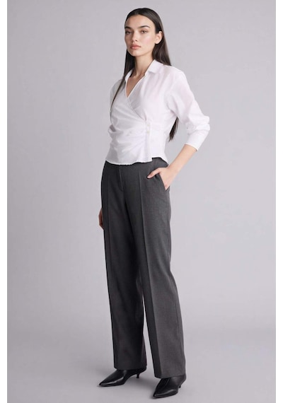 Defacto Straıght Fıt Cep Detaylı Normal Bel Düz Paça Pantolon F7380ax26spgr394 Gri-gr394