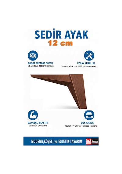 Sedir 12 Cm Ceviz Koltuk Baza Dolap Tv Ünitesi Yatak Odası Konsol Ayağı Ceviz