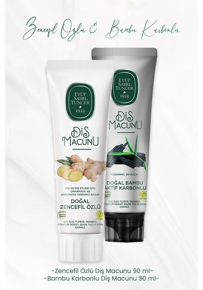 Eyüp Sabri Tuncer Bambu Aktif Karbonlu + Zencefil Özlü Diş Macunu 2 x 90 ML