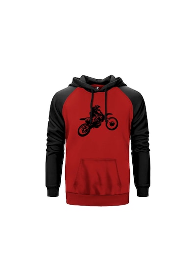 Motokros Endurocross Kırmızı Renk Reglan Kol Sweatshirt Kırmızı