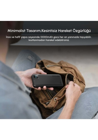 Ven-dens Vd-pb061 20000mah Premium Powerbank Dahili Çift Kablolu Siyah
