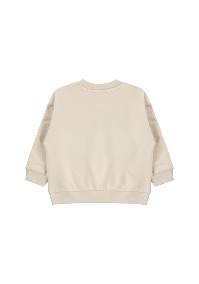 Civil Boys Civil Erkek Çocuk Basic Sweatshirt Fırçalı 2 İp Uzun Kol Okul Kreş Ve Günlük Kullanım - Bej Taş Rengi