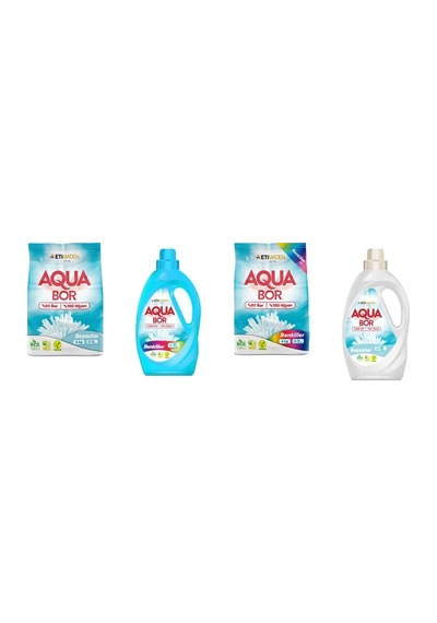 Aquabor Doğal Mineralli 4 Kg Beyaz + Sıvı Renkliler + 4 Kg Renkliler + Sıvı Beyaz 4 Lü Set 0.75 LT - 2.5 LT - 12 KG