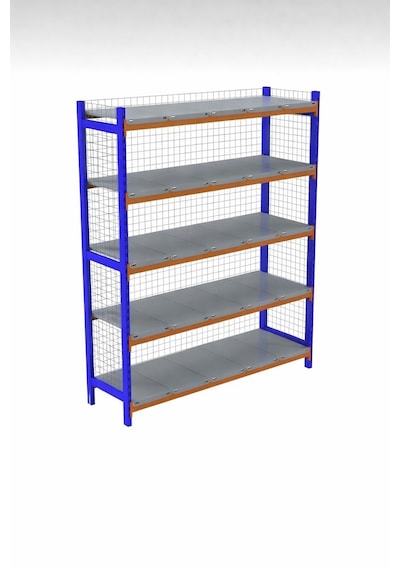 5 Katlı Depo Rafı Tel Kafesli 60x90x200 Cm Hafif Rack Raf 300-350 Kg Taşıma Kapasiteli Mavi - Gri