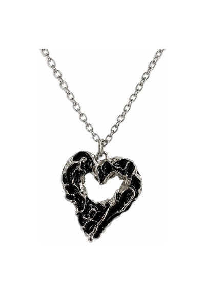 Gotik Kalp Tasarım Siyah Metal Kolye Unisex 60 Cm Zincir Çok renkli