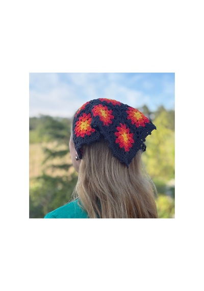Tığ İşi Örgü Üçgen Bandana: Saç Bandı Füme Füme
