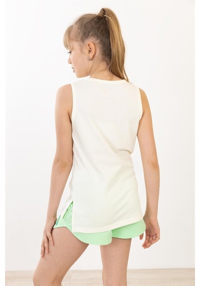 Brz Kids Baskılı Yırtmaçlı Kız Çocuk Sıfır Kol T-shirt-ekru Ekru