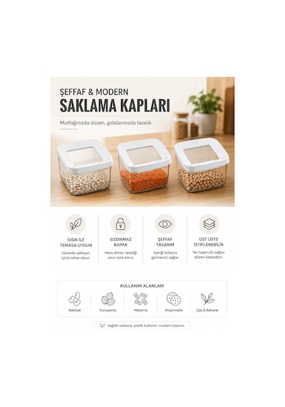3'lü Vakumlu Kare Saklama Kabı Seti 350 Ml Şeffaf Kapaklı Gıda Erzak Saklama Kutusu Vp-329 Diğer