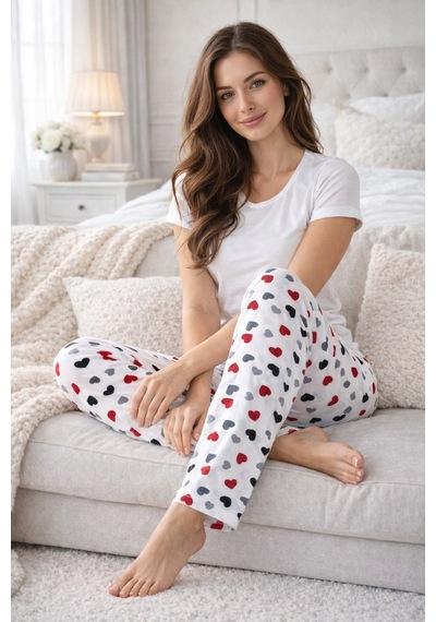 Remsa Kadın Viskon Kumaş Penye Tek Pijama Alt 16 Beyaz01