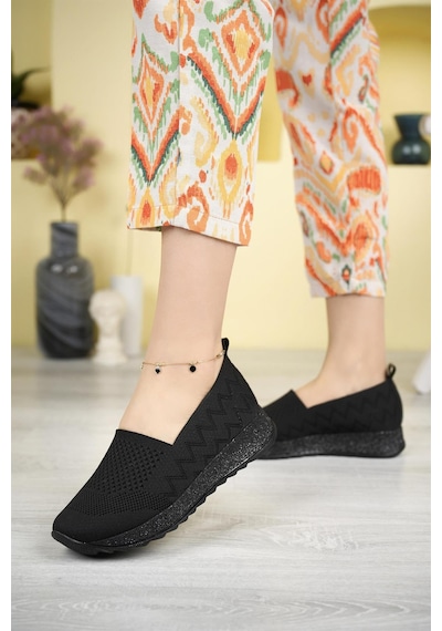 Nesil Shoes Aky 055 Siyah Triko Yazlık Kadın Ayakkabı