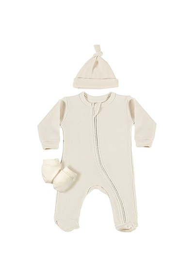 Tinylamb Pure Organik Yenidoğan Bebek Seti - 3 Parça Bej