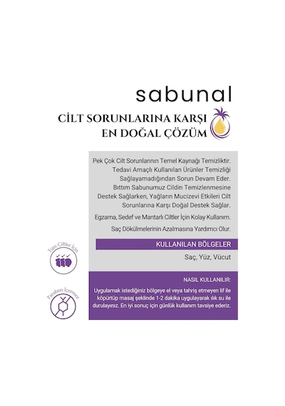 Sabunal Bıttım Sabunu 3 Adet - Cilt Sorunlarına Yönelik - Yoğun Doğal Saç ve Cİlt Bakım Sabunu