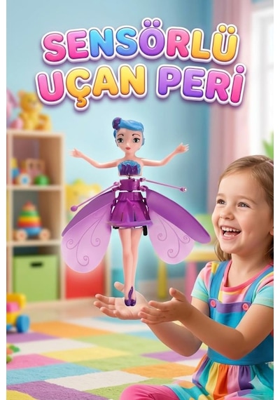 Uçan Peri Bebek Hareket Sensörlü Şarjlı Dazzle Colour Işıklandırmalı Uçan Mor Oyuncak Bebek