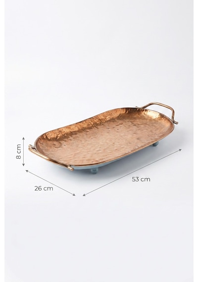 Dekoratif Metal Tepsi Ort Bronz