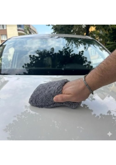 Wonkey - 4 Parmak Cila Eldiveni, Mikrofiber Cila Uygulama Pedi, Araba Pasta Cilası Uygulama Wax Padi, Yıkanabilir&tekrar Kullanılabilir Parlatma Padi