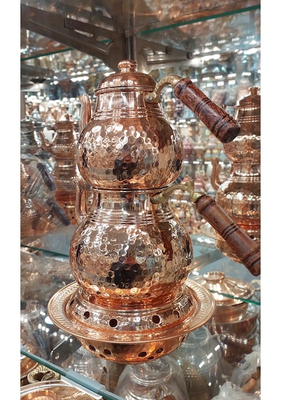 Bakır Çaydanlık & Bakır Demlik El Dövmesi Dövme Desenli Bakır Çay