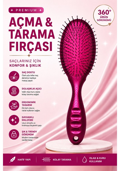 Aqua Brush Açma & Tarama Fırçası Premium Dolaşık Açıcı Saç Fırçası Islak & Kuru Kullanım