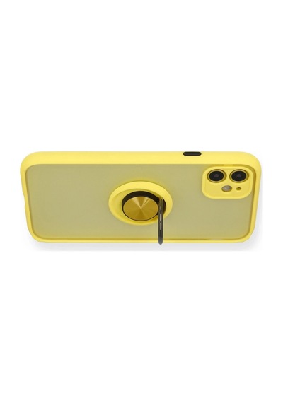 Newface - 239 - İphone 11 Kılıf Montreal Yüzüklü Silikon Kapak - Edntrend - - Sarı
