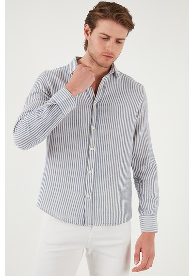 Buratti Çizgili Regular Fit Pamuklu Uzun Kollu Erkek Gömlek Cf25S129721 Saks